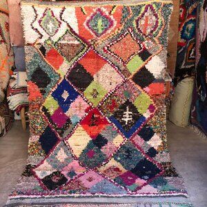 Vibrant Boucherouite Moroccan Handmade Rug - 7’2”X4’7" - Authentic carpet